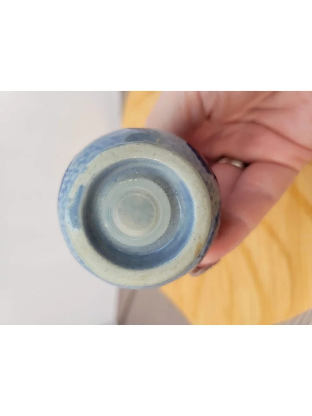Blue Ceramic Salt Pepper Shakers Set Of 2 Small Brush Swirl Traditional Kitchen